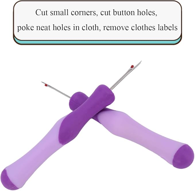 HAHIYO 5.3Inches 2PCs Purple Rubber Seam Ripper Ergonomic Grip Thread Stitch Remover Tool Sewing Stitch Cutter Thread Ripper Unpicker Sewing Accessory&Supply for Crafting Notions Quilting Sewing Hem