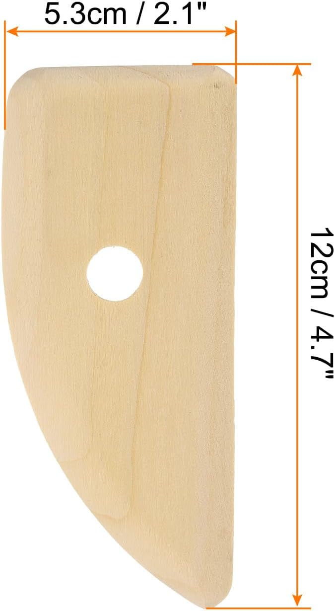 HARFINGTON 3pcs Pottery Ribs 12cm x 5.3cm Wooden Clay Ceramic Sculpting Tools for Finishing Shaping and Smoothing Removing Finger Marks