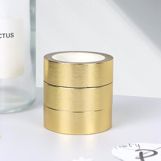 NatSumeBasics Gold Foil Washi Tape Thin Metallic 2pcs 0.6" x 32ft. Masking Tapes Decorative Golden Tape for Crafts Gift Wrapping Decoration DIY (Gold)
