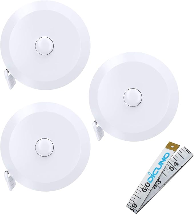 DiCUNO 60-Inch 1.5 Meter Soft and Retractable Tape Measure (3 Pcs of White with Soft Tape)