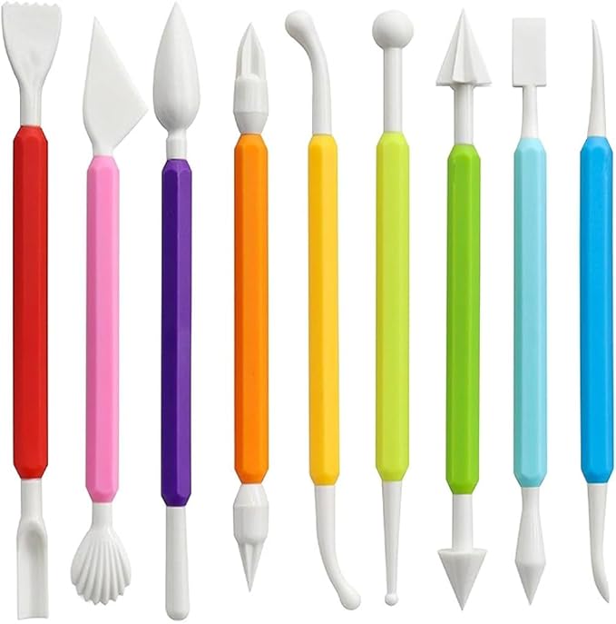 LINPHCEY 9PCS Clay Tools for Kids & Adults Air Dry Clay Tool Kit Plastic Clay Sculpting Tools Set for DIY Pottery, Modeling Molding Polymer Clay – Safe & Easy Grip for Beginners & Craft Lovers