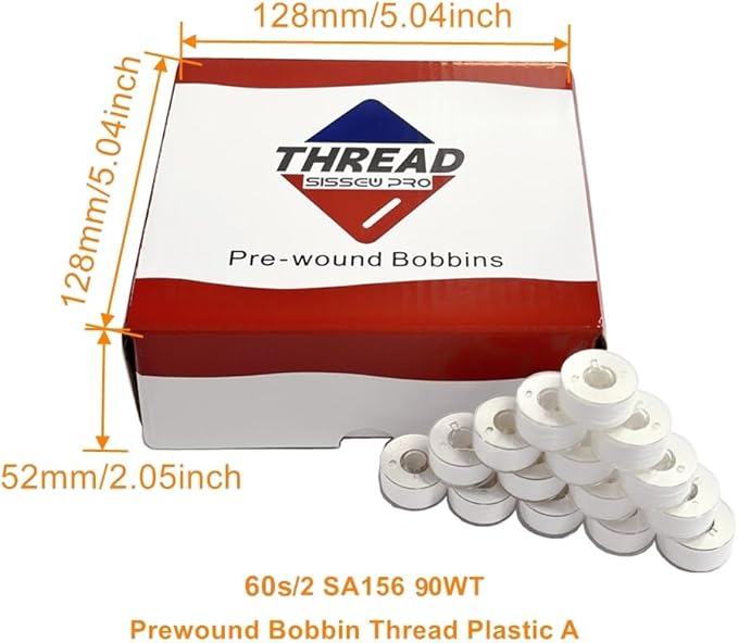 144pcs White 60S/2(90WT) Prewound Bobbin Thread, Plastic Size A SA156 Embroidery Bobbins, Cottonized Soft Feel Sewing Machine Bobbin for Brother Singer Janome Babylock Quilting Embroidery