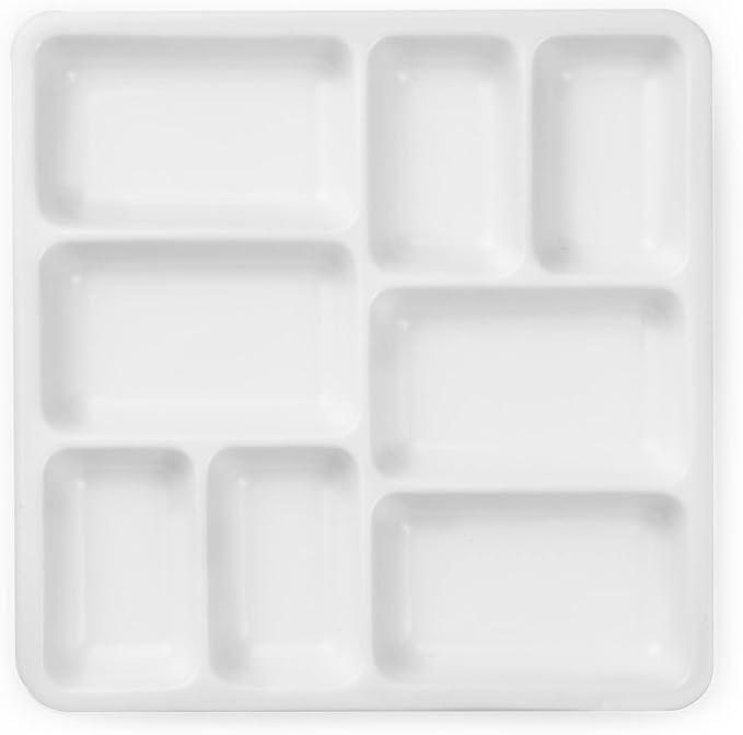 MEEDEN 8-Well Ceramic Artist Paint Palette, Square Porcelain Watercolor Palette, White Ceramic Mixing Tray for Gouache Painting, Oil Painting, Acrylic Painting & Tempera Painting, 7"× 7"× 0.9"