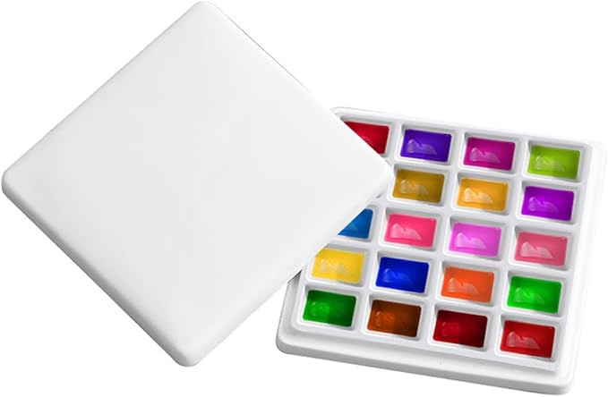 20 Wells Porcelain Paint Palette with Cover Ceramic Palette Mixing Tray for Painting Watercolor Gouache Color Mixing Painting Palette Hobby and Crafts