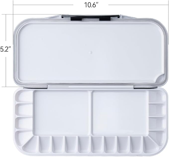 Transon Watercolor Palette Folding with Lid 18wells 2 Mixing Areas and 1 Large Mixing Tray Also for Gouache Acrylic Paint Palette Black Color