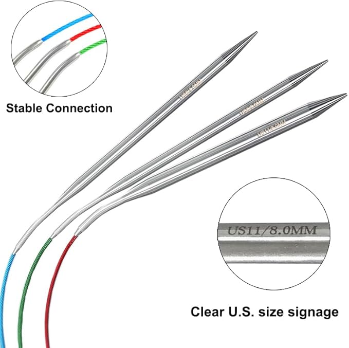 Size 4/3.5mm Circular Knitting Needles,40 Inch/100cm Knitting Needles for Beginners,Metal Round Knitting Needle Set with 9 Yarn Needle (Blue, 40-inch-US-4(3.5mm))