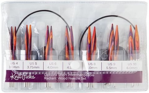Knit Picks Options 2-3/4" Short Tip Interchangeable Wood Knitting Needle Set (Radiant)