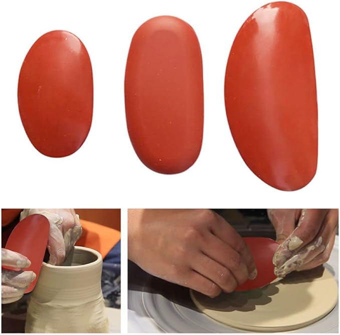 Feqsky 5Pcs Ceramic Tools, Steel Serrated Scraper Pottery Clay Silicone Scraper for Polymer Clay Scraper Pottery Tools Scraper Crafts Kit