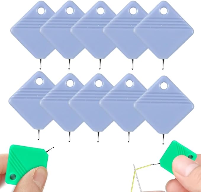 Automatic Needle Threaders for Hand Sewing, 2025 Upgrade Embroidery Floss, Sewing Machine Needle Threader, Sewing Supplies Tool, Fits All Needle Sizes (10, Light Blue)