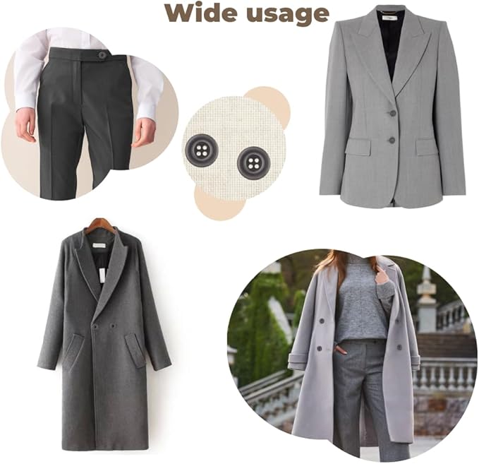 100 Pcs Grey Sewing Buttons 0.75 inch Uniform Buttons 4 Hole 30L Round Plastic 19mm Sew on Bulk Ideal for Pants Coats Dress Shirt Skirt Suit Uniform Shorts Decorative Craft DIY Arts Projects