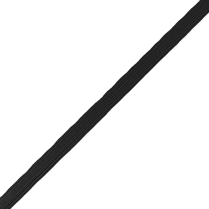 Mandala Crafts 16mm 20 Yds Roll of Black Elastic Bands for Sewing - 5/8 Flat Elastics Cord - 5 8 Inch Braided Stretch Straps for Crafting