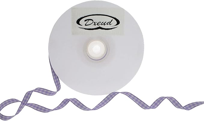 Gingham Ribbon 50 Yard Each Roll 100% Polyester Woven Edge (1/4" x 50 Yards, Light Purple)