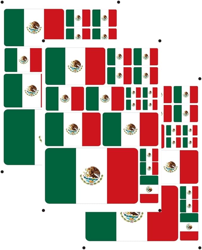 vmcoatdu Mexico Flag Laser Printing Sticker 3 Pcs Decal in Multiple Sizes Stickers (Red Mexico)