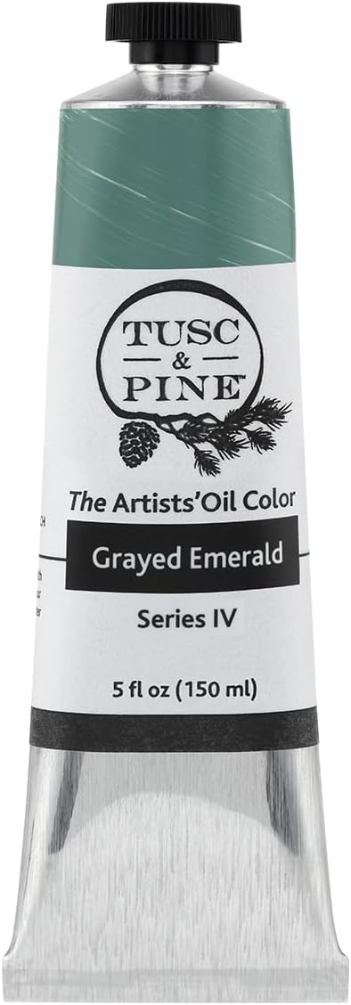 Tusc & Pine Artist Oil Paint - Grayed Emerald, 150 ml, Non-Yellowing, Rich & Creamy Consistency, Maximum Pigment Load, Small Batch Milled Oil Paints Made in the USA for Professional Artists