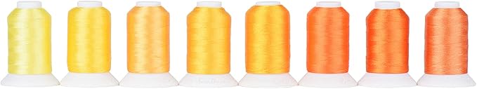 Simthread Yellow Embroidery Thread – 8 Shades Compatible with Brother Colors, 550 Yards Each, 40WT Polyester, for Brother, Babylock, Janome, Singer & Other Machines