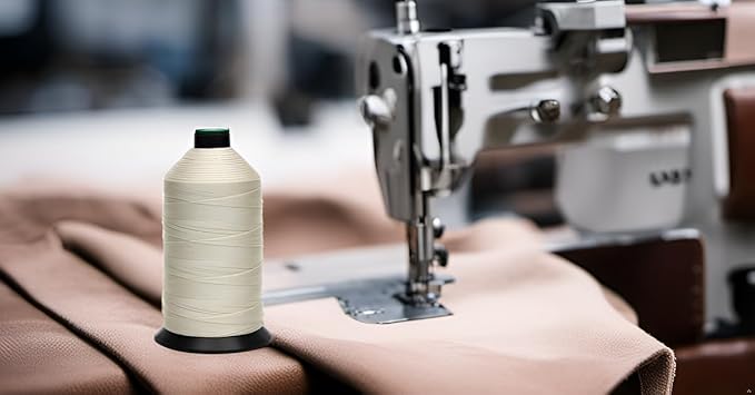 Extra Strong Bonded Nylon Thread #277 Tex270 – 16 OZ, 1500yds, Versatile Stitching Solution for Leather, Upholstery, Canvas Repair and More (Beige)
