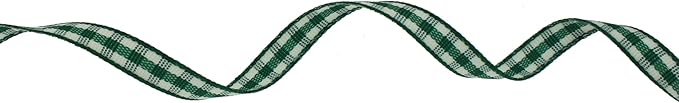 Gingham Ribbon 50 Yard Each Roll 100% Polyester Woven Edge (1/4" x 50 Yards, Dark Green)