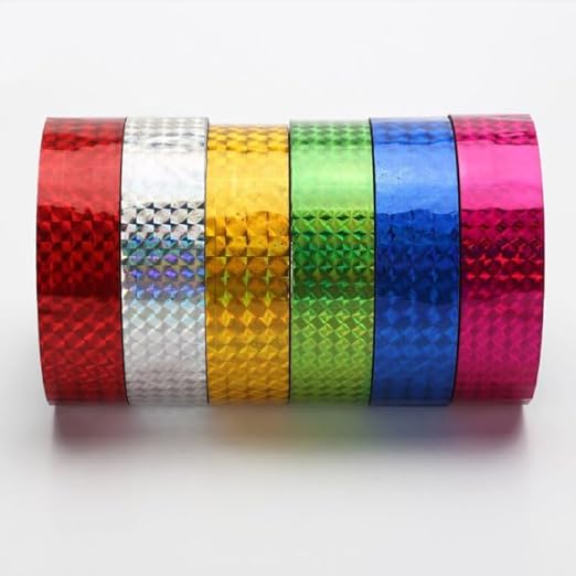 Self-Adhesive Holographic Reflective Tape Prism Tape Holographic Reflective Tape for Keep Birds Away, Craft Projects, DIY Art, Home, Daily Use (Green, 1 Inch x 55 Yard)