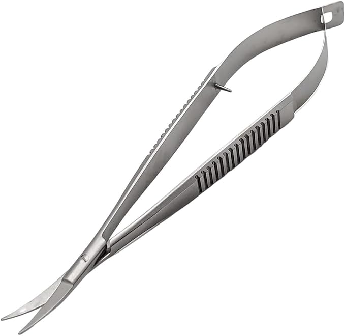 Micro Scissors 5.5" Curved Snip Embroidery Scissor Extra Sharp Tip Eyebrow Trimming Scissor Spring action Sewing Arts & Craft for Grooming thread Premium Stainless Steel Squeeze Applique Scissors.