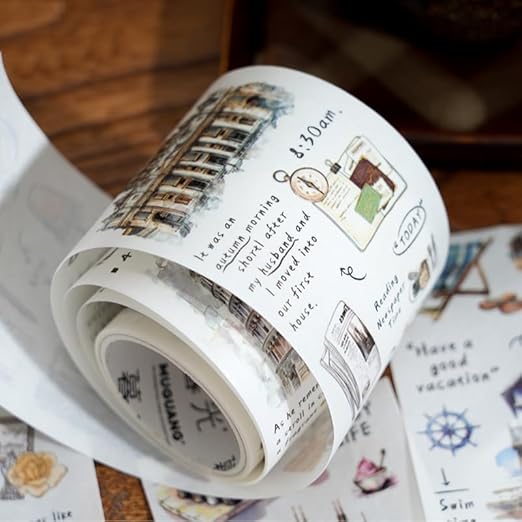Alideco 6pcs Decorative Adhesive Tapes Fresh Literary Girl Botanical Flower Landscape PET Tape Great for Bullet Journal Supplies, Arts, Scrapbook, DIY Crafts, Planners (fuyuejiaqi)