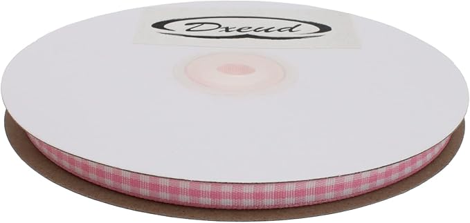 Gingham Ribbon 50 Yard Each Roll 100% Polyester Woven Edge (1/4" x 50 Yards, Pink)