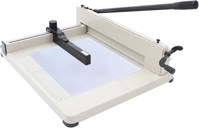 Heavy Duty Guillotine Paper Cutter Manual Paper Slicer Trimmer for Card Film Fabric Cardstock Soft PVC Up to 17in Width, with Precise Grid and Scale, 0.1-36mm Cutting Thickness