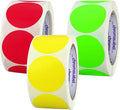 ChromaLabel 2 Inch Round Colored Stickers, Permanent Sticky Dots Color Coding Labels, Ideal Colored Dot Stickers, 500 Sticker Dots per Roll, Red, Fluorescent Green, and Yellow Sticker Labels