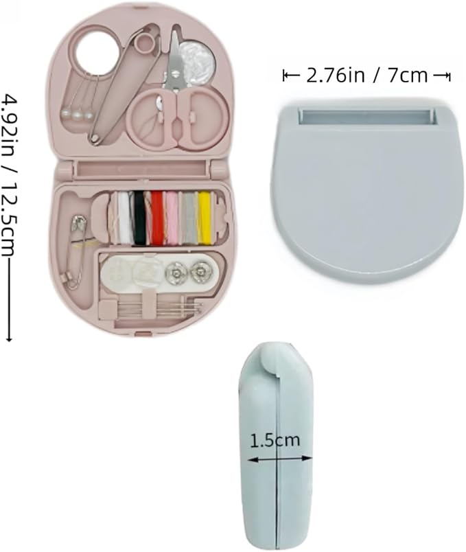 2 Pack Mini Sewing Kit with Threads, Portable Sewing Kit with 2 Color Spool - Needles, Scissors, Travel Sewing Supplies for Home, Emergency, Adults and Beginners (Pink, Blue)
