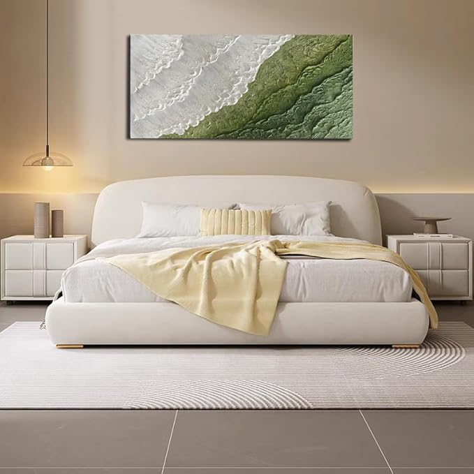 YaSheng Art- 3D Thick Texture Canvas Wall Art Hand-Painted Minimalism Abstract Artwork Oil Painting Home Decorations Modern bedroom Wall Art Ready to Hang 24x48inch