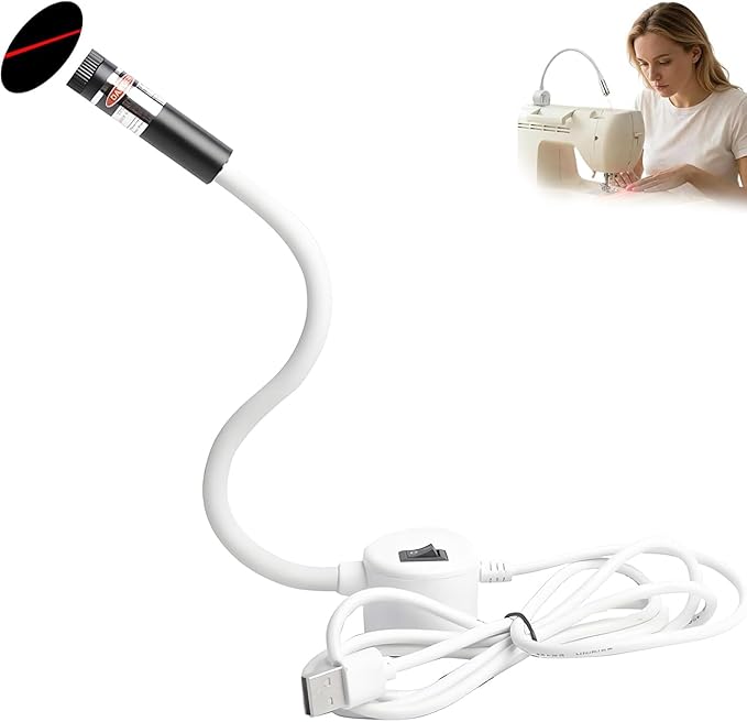 Magnetic Positioning Quilting Light for Sewing Machine, Red Guide Line Tool, Sewing Light Straight Stitch Seam Guide, With Adjustable Dot/Straight Line/Crosshair Projection (1Pc, Straight Line)