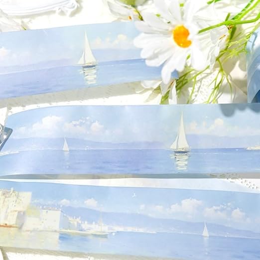 Alideco 6pcs Decorative Adhesive Tapes Literary Oil Painting Landscape Washi Tape Great for Bullet Journal Supplies, Arts, Scrapbook, DIY Crafts, Planners (tuosikanadexiatian)