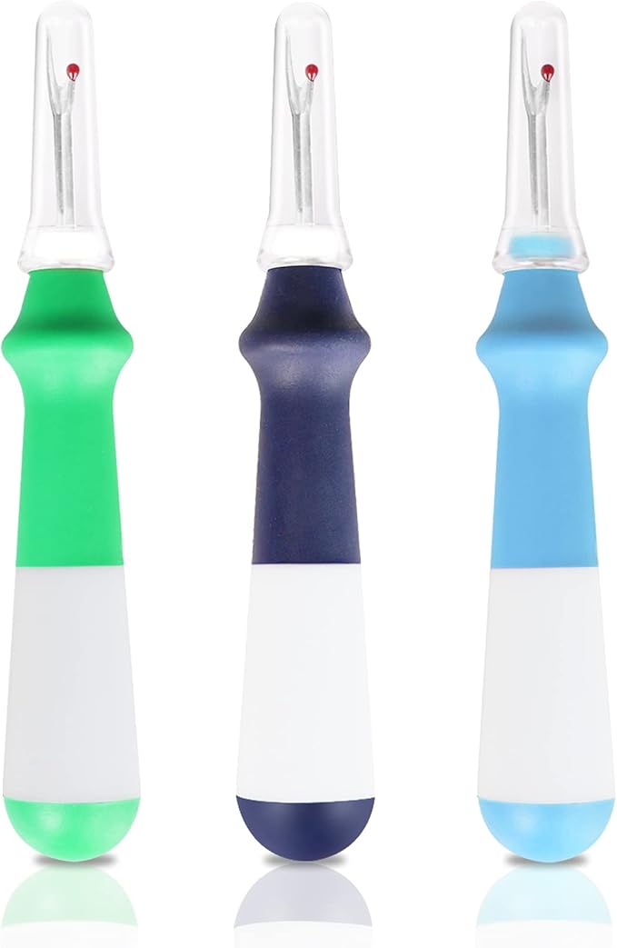 Lhedon Seam Ripper 3 PCS, Seam Rippers for Sewing, Ergonomic Grip, Colorful Large Thread Stitch Remover Tool Handy Stitch Rippers for Sewing Crafting Removing Hems and Seams，Thanksgiving Gifts