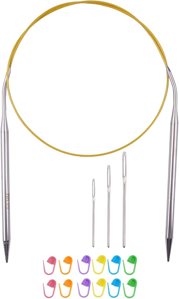 Circular Knitting Needles 32inches/80cm,Size US 10.0(6mm) Stainless Steel Round Knitting Needles for Handmade Knitting DIY