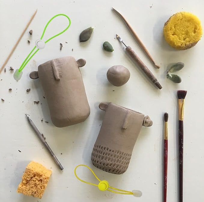 6Pcs Cute Pattern Adjustable Elasticity Clay Bag Tie, Studio Ties & Ceramic Tool Strap，The Must-Have Pottery Tool Ties for Pottery Ceramic Bag Closure and Organization (6 Pcs Multicolor)