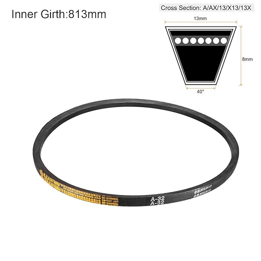 uxcell A32 Drive V-Belts 32" Inner Length 13mm Width 8mm Thick JIS Standard A-Section Rubber Drive Industrial Transmission Belt