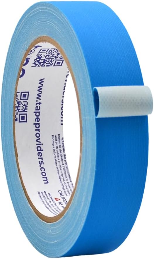 WOD GTC12 Gaffer Tape, Light Blue Low Gloss Finish Film, 1 inch x 60 ft. Residue Free, Non Reflective Cloth Fabric, Secure Cords, Water Resistant, Photography, Filming Backdrop, Production