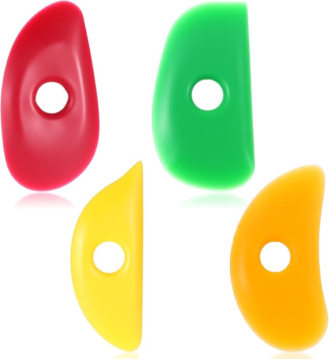 LXUEJIE 4 Pcs Pottery Rib, Soft Silicone Pottery Ribs Set (Red, Green, Orange, Yellow), Ceramic Mud Shaping Trimming Tools for Sculpting, Throwing, Wheel Work