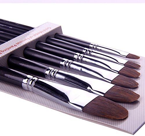 Red Sable Filbert Paint Brushes Set, Golden Maple 6PC Sable Oval Long Handle Paintbrushes for Watercolor, Acrylic, Tempera and Gouache Painting