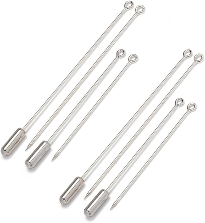 Metal Brooch Stick Pins with Stopper Ends Safety Copper Long Needle Eye Pins for Men Women Suit Tie Hat Scarf DIY Jewelry Accessories, Silver 20pcs 50mm & 20pcs 70mm