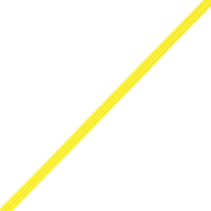 Mandala Crafts 3mm 50 Yds Roll of Yellow Elastic Bands for Sewing - 1/8 Flat Elastics Cord - 1 8 Inch Braided Stretch Straps for Crafting