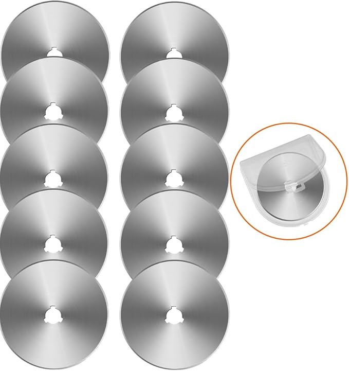 60mm Rotary Cutter Blades 10 Pack Replacement Blades Fits Fiskars, OLFA,Martelli,Dremel,Truecut,DAFA for Quilting Scrapbooking Sewing Arts & Crafts Sharp and Durable Cutter Blade