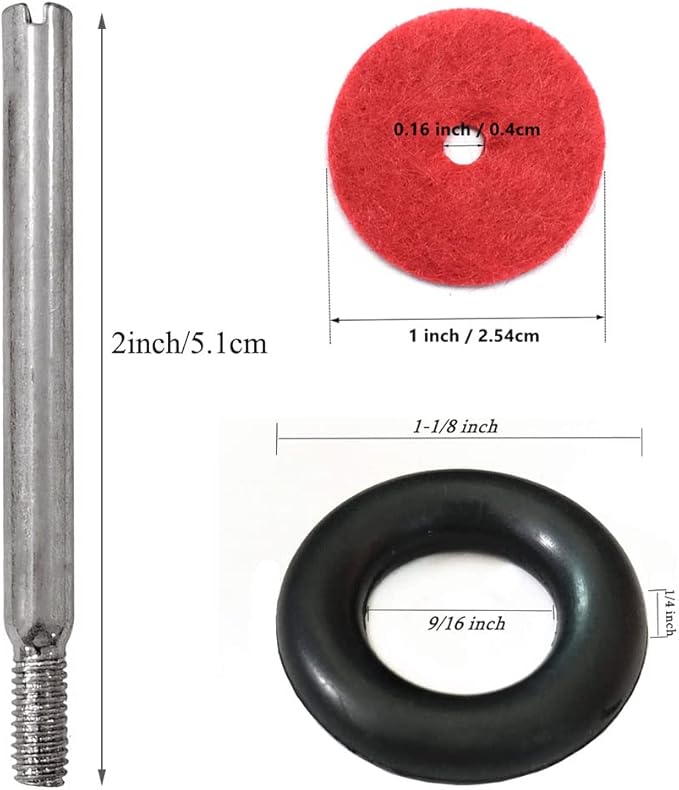 YEQIN 2 Pieces Metal Vintage Domestic Home Sewing Machine Screw-in Fine Thread Spool Pins + 1 Pcs Bobbin Winder Tire + 4 Pcs Red Spool Pin Felt Pad for Singer Sewing Machine