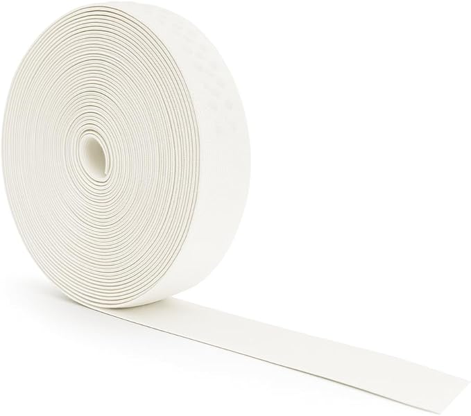 Mandala Crafts 1 Inch Elastic Silicone Gripper Tape for Clothing - 10 Yds Dotted Non Slip Elastic Band for Sewing - Off White Silicone Flat Fabric Stretchy Ribbon Straps
