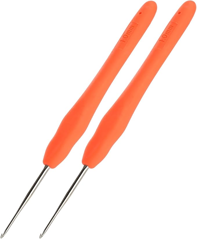 2Pcs 1.0mm Small Crochet Hooks, Ergonomic Small Lace Crochet Hook for Beginners, Crochet Needles for Crocheting, Smooth and Comfortable for Arthritis (1.0mm)