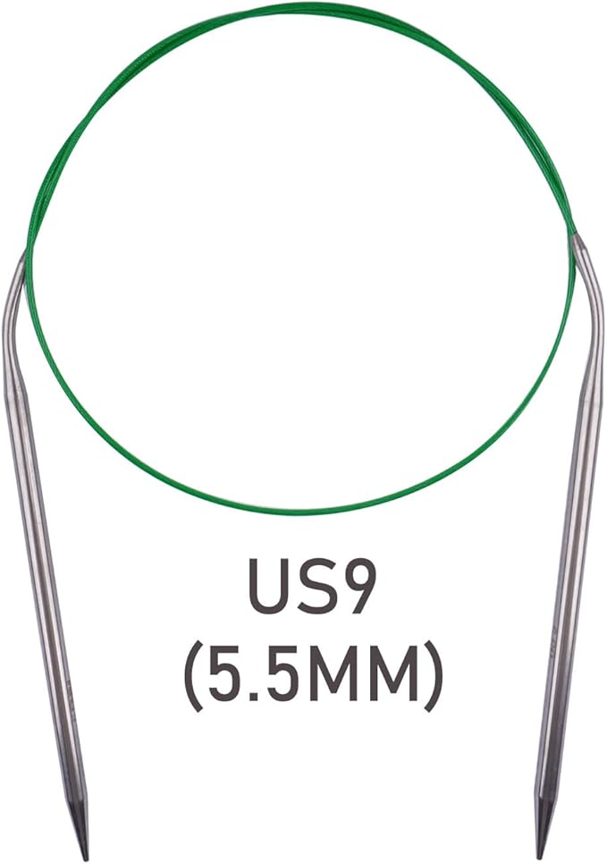 Circular Knitting Needles 32inches/80cm,Size US 9.0(5.5mm) Stainless Steel Round Knitting Needles for Handmade Knitting DIY