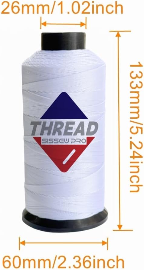 Sissewpro Bonded Nylon Thread 138 Upholstery Thread Heavy Duty for Sewing Machine Strong Black Threads for Leather Crafts Furniture Cusion,Boats Car Cover Seats,Canvas,Tex135, 4oz 750yds (2, White)