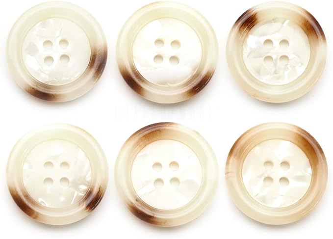 CRAFTMEMORE Tortoiseshell Resin Buttons 4 Holes Button for Garment Sewing Men's Suit DIY Crafts TG47 (25mm White, 12pcs)