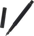 Brushed Black Forest Fude Pen, Bent Nib Calligraphy Fountain Pen (Fine to Broad) with Converter and Metal Box Set by Asvine
