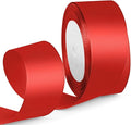1-1/2 Inch 25 Yards Satin Ribbon Red, Solid Color Fabric Ribbon for Gift Wrapping, Wedding, Polyester Gift Ribbon for Birthday Party Decoration, Craft, Hair, Floral, Sewing