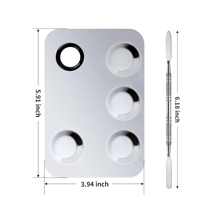 Upgrade Mixing Makeup Palette, Stainless Steel Palette With Spatula Tool for Mixing Cosmetic and Pigment, Nail-art